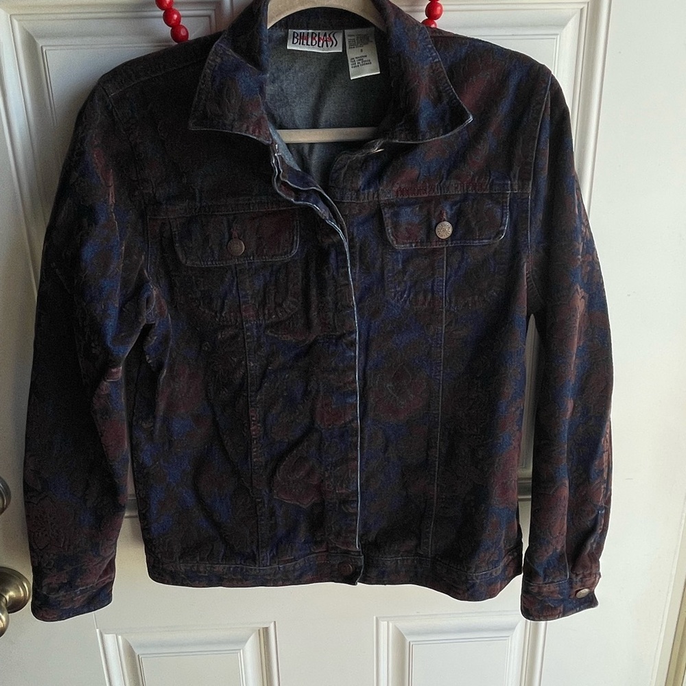 Bill Blass Blue and Brown Denim Jacket